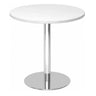 Ronde Systeem conferentietafel BISTRO F80R C met wit tafelblad en chromen onderstel van hjh OFFICE PRO