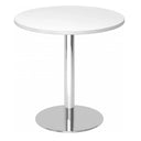 Ronde Systeem conferentietafel BISTRO F80R C met wit tafelblad en chromen onderstel van hjh OFFICE PRO