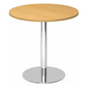 Ronde Systeem conferentietafel BISTRO F80R C met beukenhouten blad en verchroomd onderstel van hjh OFFICE PRO