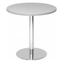 Ronde Systeem conferentietafel BISTRO F80R C in grijs met een verchroomde middenpoot van hjh OFFICE PRO