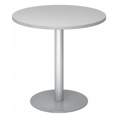 Ronde Systeem conferentietafel BISTRO F80R S in zilvergrijs met centrale voet van hjh OFFICE PRO