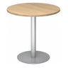 Ronde Systeem conferentietafel BISTRO F80R S met eikenhouten blad en zilverkleurig onderstel van hjh OFFICE PRO