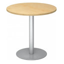 Ronde Systeem conferentietafel BISTRO F80R S met esdoornhouten blad en zilveren voet van hjh OFFICE PRO
