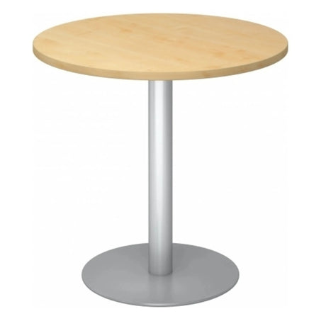 Ronde Systeem conferentietafel BISTRO F80R S met esdoornhouten blad en zilveren voet van hjh OFFICE PRO