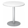 Ronde Systeem conferentietafel BISTRO F80R S met wit blad en zilverkleurige voet van hjh OFFICE PRO