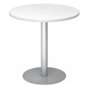 Ronde Systeem conferentietafel BISTRO F80R S met wit blad en zilverkleurige voet van hjh OFFICE PRO
