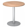 Ronde Systeem conferentietafel BISTRO F80R S met walnootbruin blad en zilverkleurig onderstel van hjh OFFICE PRO