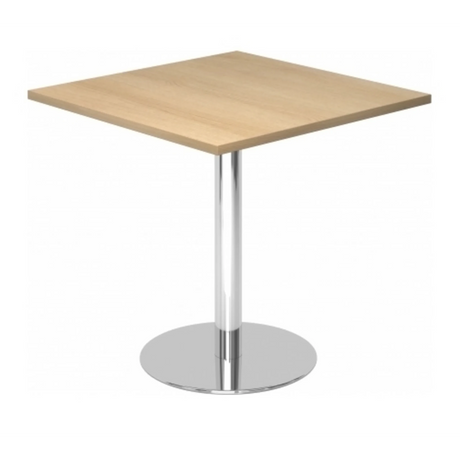 Vierkante Systeem conferentietafel BISTRO F88Q C met eikenhouten blad en verchroomd onderstel van hjh OFFICE PRO