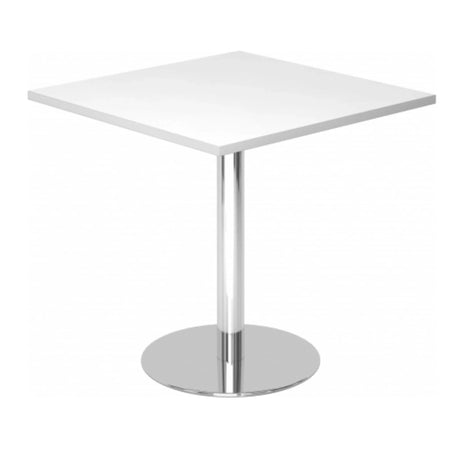 Vierkante Systeem conferentietafel BISTRO F88Q C met wit blad en chromen onderstel van hjh OFFICE PRO