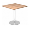 Systeem conferentietafel BISTRO F88Q C met vierkant notenhouten blad en ronde chromen voet van hjh OFFICE PRO