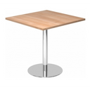 Systeem conferentietafel BISTRO F88Q C met vierkant notenhouten blad en ronde chromen voet van hjh OFFICE PRO