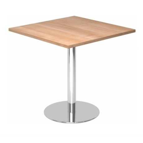 Systeem conferentietafel BISTRO F88Q C met vierkant notenhouten blad en ronde chromen voet van hjh OFFICE PRO