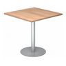 Systeem conferentietafel BISTRO F88Q S met vierkant blad in walnootlook en zilverkleurig onderstel van hjh OFFICE PRO