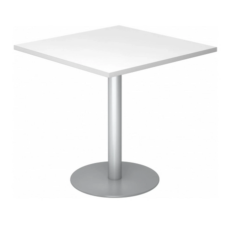 Systeem conferentietafel BISTRO F88Q S met wit tafelblad en zilverkleurig onderstel van hjh OFFICE PRO