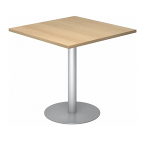 Systeem conferentietafel BISTRO F88Q S met vierkant eikenhouten blad en zilverkleurig onderstel van hjh OFFICE PRO
