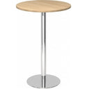 Ronde Systeem conferentietafel BISTRO H80R C met eikenhouten blad en chroomkleurige voet van hjh OFFICE PRO
