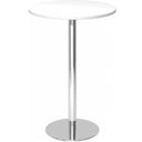 Systeem conferentietafel BISTRO H80R C met wit rond blad en verchroomd onderstel van hjh OFFICE PRO