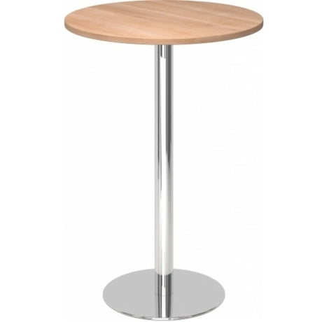 Ronde Systeem conferentietafel BISTRO H80R C met walnootkleurig blad en chromen onderstel van hjh OFFICE PRO