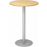 Systeem conferentietafel BISTRO H80R S met ronde esdoornhouten plaat en zilveren onderstel van hjh OFFICE PRO