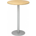Systeem conferentietafel BISTRO H80R S met ronde esdoornhouten plaat en zilveren onderstel van hjh OFFICE PRO