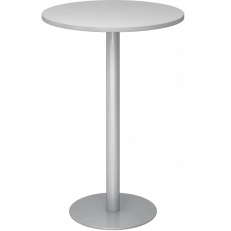 Ronde Systeem conferentietafel BISTRO H80R S in zilvergrijs met centrale voet van hjh OFFICE PRO