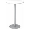 Ronde Systeem conferentietafel BISTRO H80R S met wit tafelblad en zilverkleurig onderstel van hjh OFFICE PRO