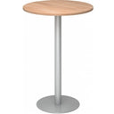 Ronde Systeem conferentietafel BISTRO H80R S met walnoot blad en zilverkleurige voet van hjh OFFICE PRO