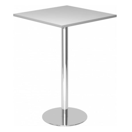 Systeem conferentietafel BISTRO H88Q C met grijs blad en een ronde chromen voet van hjh OFFICE PRO