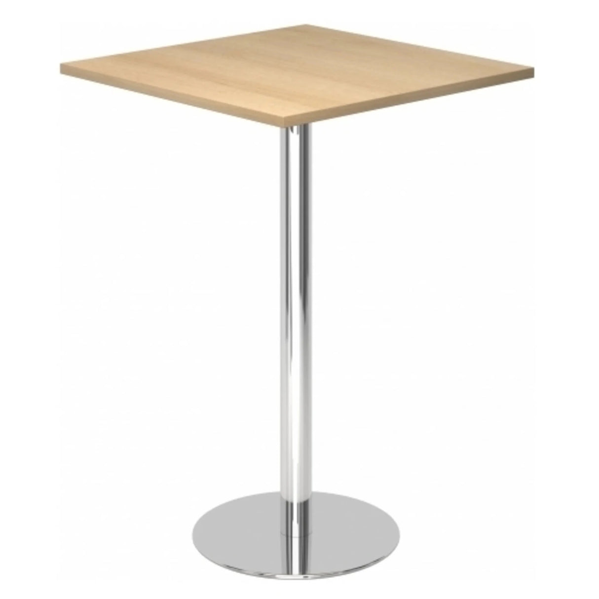 Systeem conferentietafel BISTRO H88Q C met vierkant eikenhouten blad en verchroomd onderstel van hjh OFFICE PRO