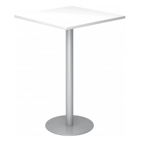 Systeem conferentietafel BISTRO H88Q S met wit vierkant blad en zilveren onderstel van hjh OFFICE PRO