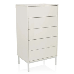 Witte Commode BJORDAL met vijf laden en slanke metalen poten van hjh LIVING