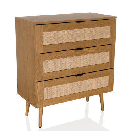Commode BOHEO K van eiken met drie laden en Weens vlechtwerk-fronten van hjh LIVING