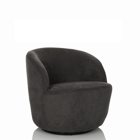 Grijze Lounge stoel BRAMWICH met afgeronde vorm en stoffen bekleding van hjh LIVING