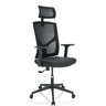 Thuisgebruik bureaustoel BRETON B met zwarte netbekleding en hoofdsteun van hjh OFFICE