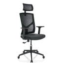Thuisgebruik bureaustoel BRETON B met zwarte netbekleding en hoofdsteun van hjh OFFICE