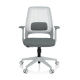 Grijze Thuisgebruik bureaustoel PARFERIO W met netrugleuning en vijfpoot met wieltjes van hjh OFFICE – 360-gradenweergave (vooraanzicht 0°)