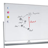 Beschrijfbaar oppervlak van het MULTIBOARD I whiteboard met vier gekleurde magneten en handgeschreven notities van hjh OFFICE