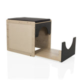 Kattenhuis KITTY PAWBOX 2 in de kleuren zwart en eiken met geïntegreerd ligvlak van hjh LIVING