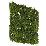 Groene Plantmat MORE GREEN I met varenbladeren en kleine witte bloemetjes van hjh OFFICE – 360-gradenweergave (schuin achteraanzicht 240°)