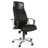 Zwarte professionele directiestoel HIGH SIT UP met netrugleuning, armleuningen en voetkruis van Topstar