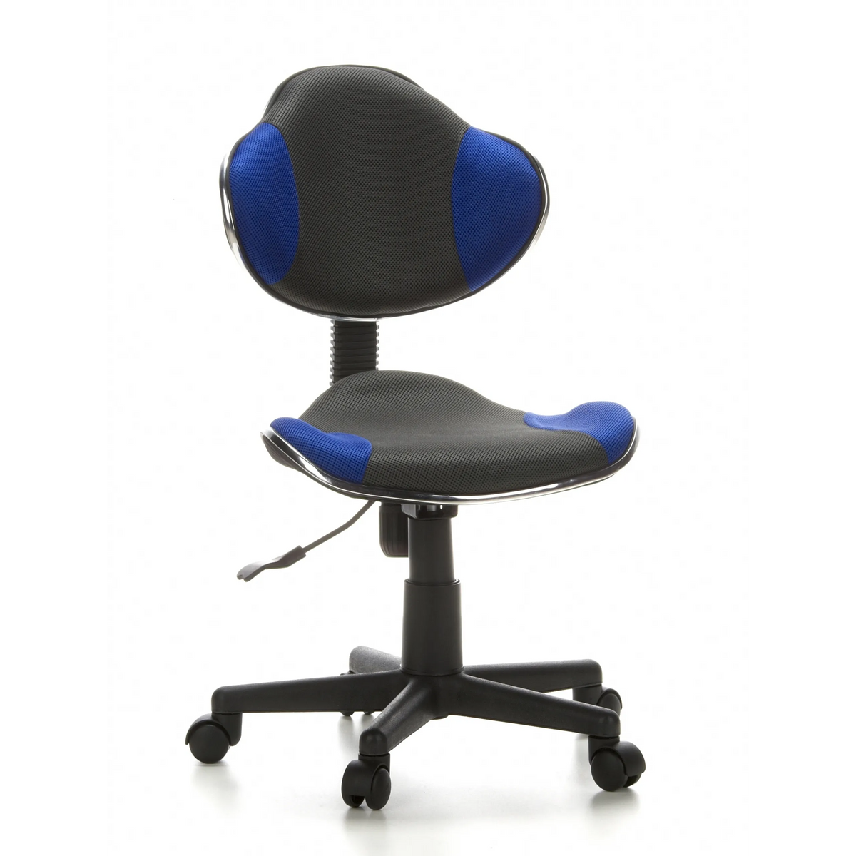 Grijsblauwe Kinder bureaustoel KIDDY GTI-2 met netrugleuning en vijfpoot met zwenkwielen van hjh OFFICE – 360-gradenweergave (vooraanzicht 20°)