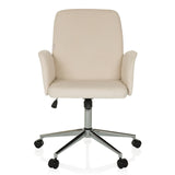 Beige Thuisgebruik bureaustoel SOLAO CORD met geribbelde bekleding en vijfpoot met wieltjes van hjh OFFICE – 360-gradenweergave (vooraanzicht 0°)
