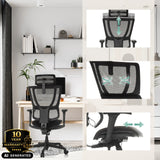 Verstelbare functies van de luxe directiestoel ERGOHUMAN SLIM ECO F GEN2 in zwart van hjh OFFICE (AI-gegenereerde afbeelding)