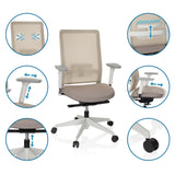 Verstelbare functies van de Professionele bureaustoel PURE WHITE in beige van hjh OFFICE