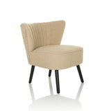 Beige Lounge stoel MANISO met gestructureerde stofbekleding en vier zwarte poten van hjh LIVING – 360-gradenweergave (schuin vooraanzicht 45°)