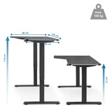 Maattekening van het Elektrisch in hoogte verstelbaar bureau Worktime Game van 140 × 80 cm van hjh OFFICE