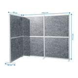 Maattekening van de Scheidingswand Flexmiut Modul L van 193,5 × 167,3 cm in grijs van hjh OFFICE