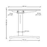Maßzeichnung des höhenverstellbaren Schreibtischs XTRA XB 12 WC mit einer Höhe von 65-85 cm von hjh OFFICE PRO