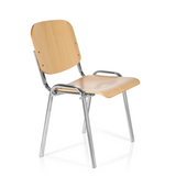 Vierfußstuhl XT 600 C H in Buche mit Gestell aus Chrom von hjh OFFICE – 360-Grad-Ansicht (schräge Frontansicht 60°)