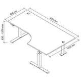 Technische tekening van het bureau XDSM 82 S van 2000 × 1200 mm van hjh OFFICE PRO